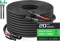 10AWG 20FT Twin Wire Solar Panel Extension Cable 10 Gauge PV Wire with IP68
