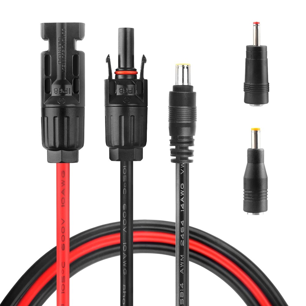 Solar Panel Connector to DC 8mm Adapter Cable, 6Ft 14AWG | Solar Connectors Exte
