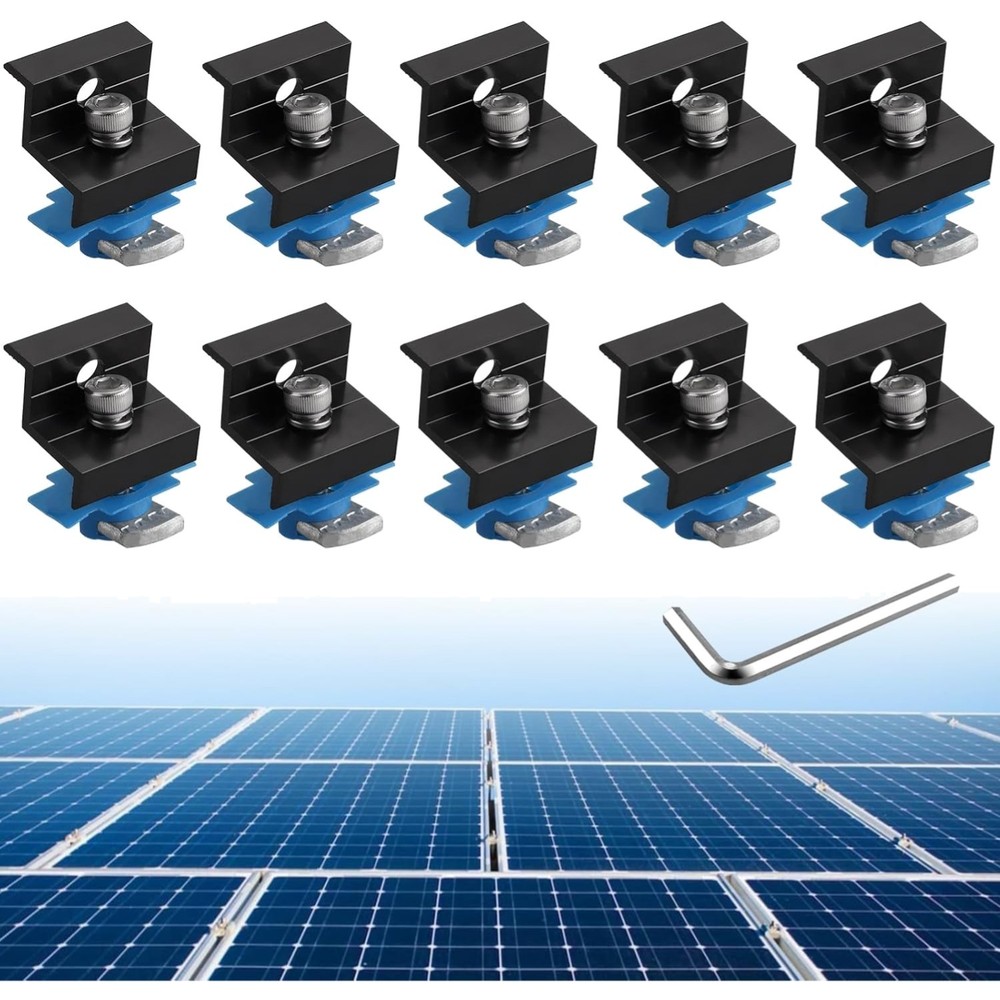 Solar Panel End Clamps Pack Aluminum Alloy for Unistrut Mounting Kit