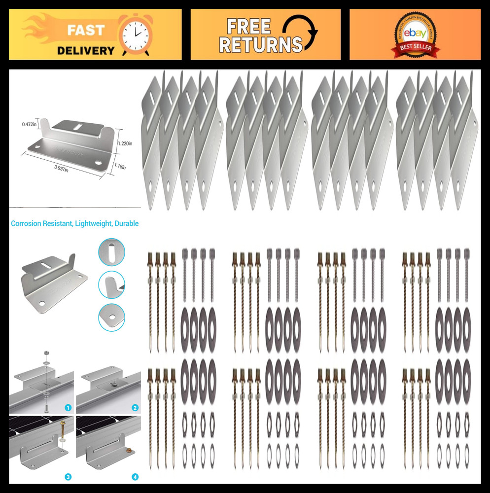 Solar Panel Mounting Z Brackets – Lightweight Aluminum, Corrosion-Free, 2 Pack f
