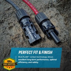 TEMCo 10 AWG Solar Extension Cable 100ft Red Black