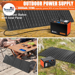 Solar Generator 250W Portable Power Station with 40W Solar Panels 222Wh Pure Sin