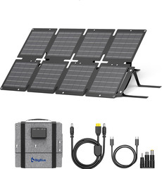 60W Portable Solar Panels with PD 45W USB-C, 20W USB-A, DC Outputs | Built-In Ki