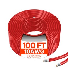 100FT Solar Panel Extension Cable 10AWG Waterproof PV 6mm² Cable Red