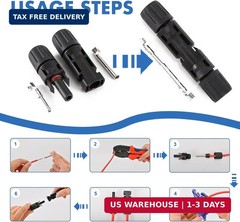 16 PCS Solar Panel Connectors, Male/Female IP67 1000V 30A(10AWG) | Solar Cable C