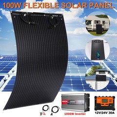 200W Solar Panel kit 12V Charge RV Camping Off-Grid with 1000W Car Inverter Home