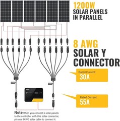 Solar Y Connectors Solar Panel Parallel Connectors Extra Long 1 to 6 Solar Br…