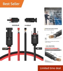 10 Feet Male-Female Solar Extension Cable with Extra Connectors for Off-Grid Use
