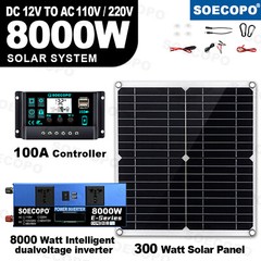 Solar Full Kit 8000w 110v Inverter 300W Solar Panel Home 100A Controller Syst0p