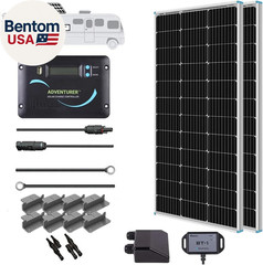 200 Watts 12 Volts Monocrystalline RV Solar Panel Kit with Adventurer 30A LCD PW