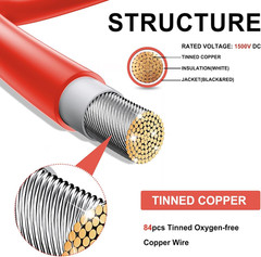 Twin Wire 30FT Solar Extension Cable – 10AWG (6Mm²) Solar Panel Connector, with