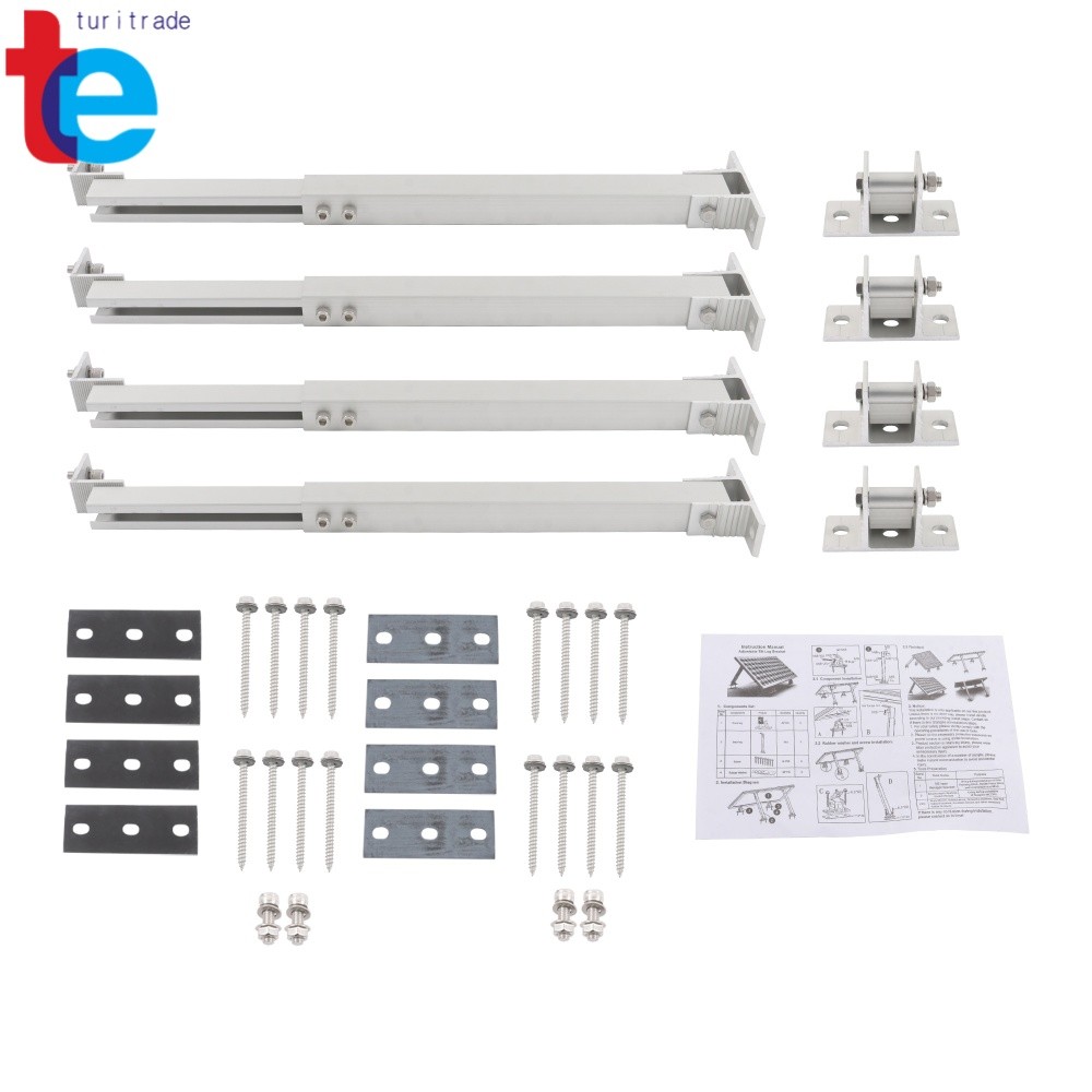 2 Set 14-27IN Solar Panel Rack Adjustable Aluminum Holder For 50-400 Watt Panels