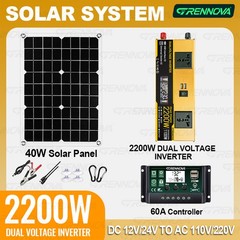 Grennova 2200W Portable Solar Kit 60A MPPT Dual Voltage Off-Grid Home Camper