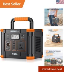 Portable Power Station 300W Peak 600W, 288Wh Solar Generator with 60W USB-C P…