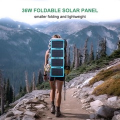 36W Folding Solar Panels 5V 2.5A USB Output Portable Outdoor Camping Sun Power