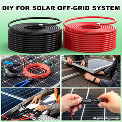 2X100Ft Solar Wire 10AWG， Solar Panel Cable Tinned Copper PV Wire for Outdoor Ca