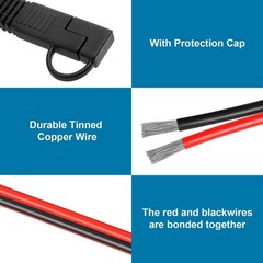 SAE Extension Cable 50FT Heavy Duty 10AWG Tinned Copper Wire Battery Connectors