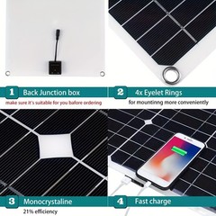 Solar Battery Charger Kit 12V, 10W Panel w/Controller + Cables for RV Motorcycle