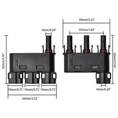50A DC1500V Waterproof Solar Branch Connector 3 to 1 Y Connectors Pair M/FFF &