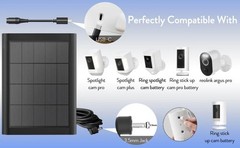 Ring Solar Panel(2nd Generation), 5W Ring Solar Panel Charger with 2Pack White