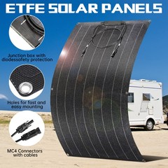 Flexible Mono Solar Panel 100W 18V Power Portable Camping Home RV Battery Charge