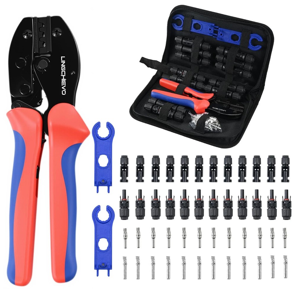Lingchievo Solar Crimper Tool Kit with 12 PCS MC4 Connectors,2 Solar Connecto…