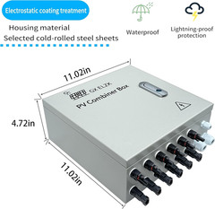 Hardcover 6 Strings Solar Combiner Box 80A DC Main Circuit Breaker with Power Su