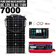 7000W Solar System Kit 100A Controller DC12V AC110 220V Panel for RV Boat CampIY