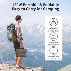 120W Foldable Solar Panel USB-C DC ETFE IP65 Waterproof