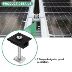 6pcs Solar Panel Mount Mid Clamps t Clips 45mm Aluminum for RVs Black