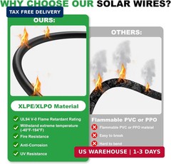 Oududianzi Solar Extension Cable 50Ft, Solar Wire 10AWG, 10 Gauge Tinned Copper