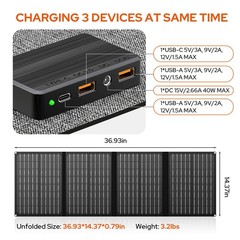 Portable Power Station with Foldable 40W Solar Panel, 100W Solar Powered Gene…