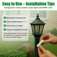24 Pack AA Rechargeable Batteries for Solar Lights, 1600mAh NiMH 1.2V Prechar…