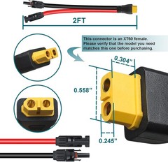 Effortless Connection with 2FT XT60 Solar Cable – Quick Male-to-Female Design