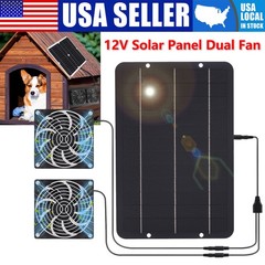 Solar Powered Fan Kit 6W Solar Panel Waterproof DC Exhaust Fan for Chicken Coop