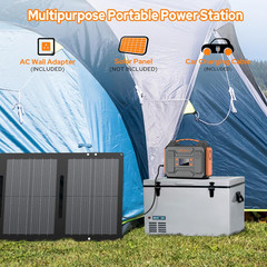 Portable Solar Generator with Panel, 300W Power Station with 60W Solar Panel Fol