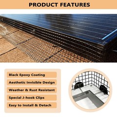 Prolee 100FT Solar Panel Bird/Critter Guard Anti-Rust with 100 Fastener Clips