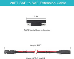 SAE to SAE Extension Cable 16AWG – 20FT SAE Cable Battery Charger Extension Cord
