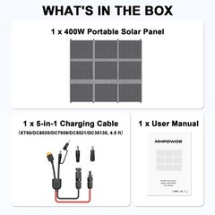 MHPOWOS 400W Blanket Solar Panel Portable Foldable For Camping RV Power Stations