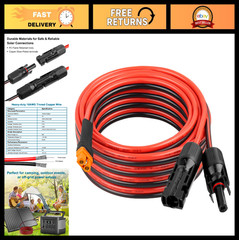 20FT XT60i Solar Panel Adapter Cable – 10AWG Tinned Copper Wire, PVC Jacket, Ext