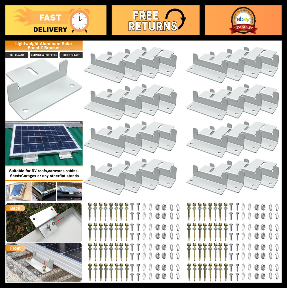 32 Solar Panel Z Brackets – Lightweight Aluminum, Corrosion-Resistant Mounting f