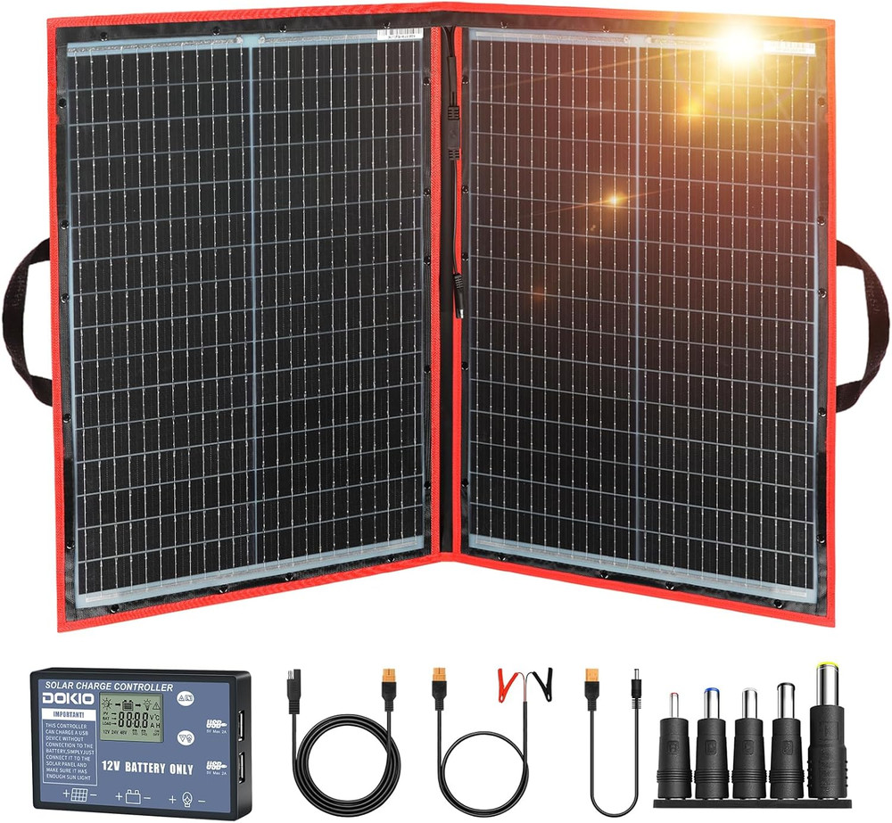 100W Portable Solar Panel Kit with USB, Ideal for RVs & Emergency Backup