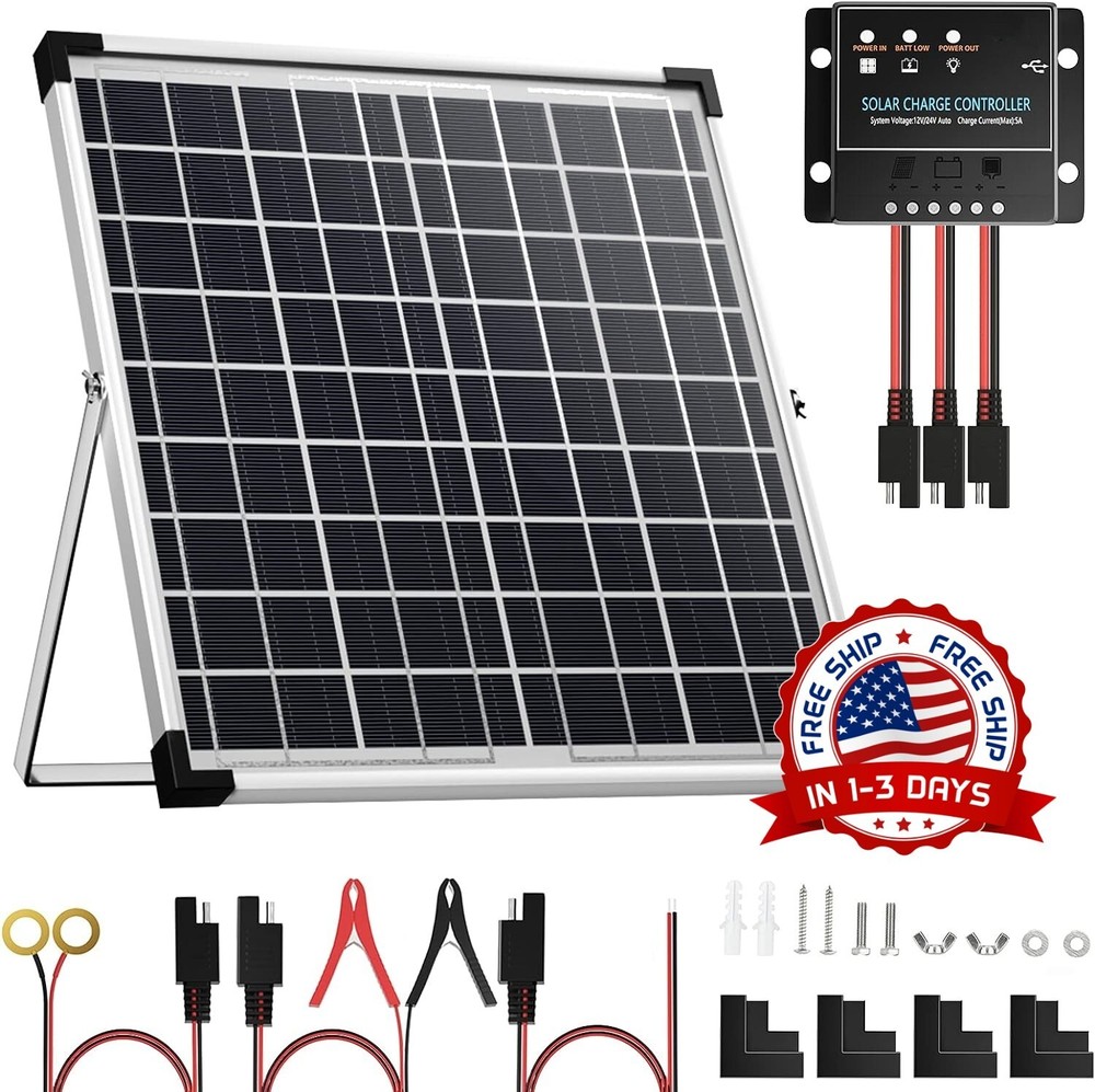 Kit de panel solar con cargador de goteo y soporte de montaje ajustable US NUEVO