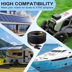 50FT 10AWG Solar Connector to XT60 Adapter Cable for Solar Panel & Battery