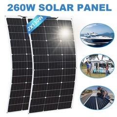 260W Flexible Solar Panel 2x130W Monocrystalline Modul For RV Boat 12V Charging
