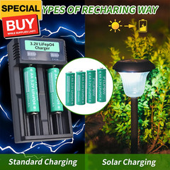 AA 3.2V LiFePo4 650mAh Solar Battery, AA 3.2V Lithium Iron Phosphate Rechargeabl