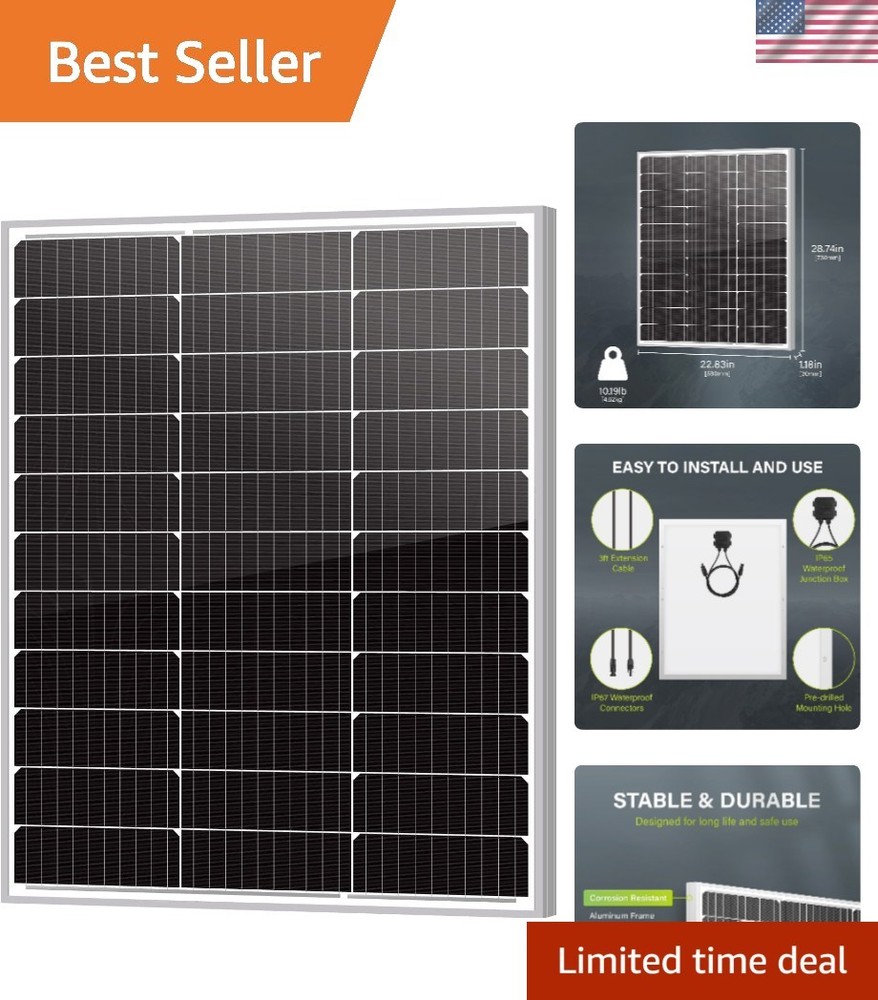 Compact 80W High-Efficiency Solar Panel with MC4 Connectors – Ideal for Outdoors