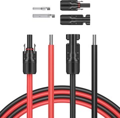 10AWG Solar Panel Extension Cable 50FT Black+Red Cable Flexible Wire Connectors