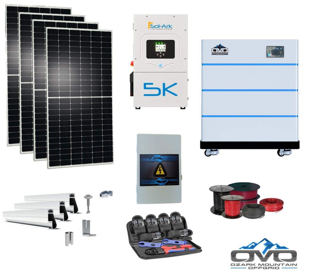 2.2KW Complete Offgrid Solar Kit + 5K Sol-Ark Inverter + 15.36KW OMO Stack Lithi