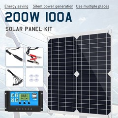 200 Watt Portable Solar Panel Charger W/ Charge Controller,100A Starter Kit US